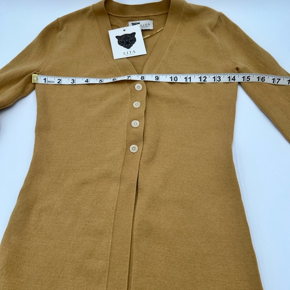 LITA BY CIARA - Long Cardigan Button Down in Iced Coffee Color - XS - Picture 9 of 11